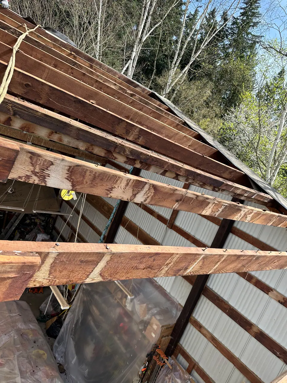 Open framing above a patio