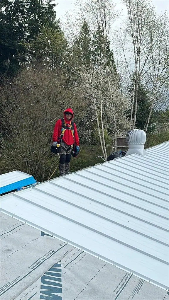 Working tied off on the slope