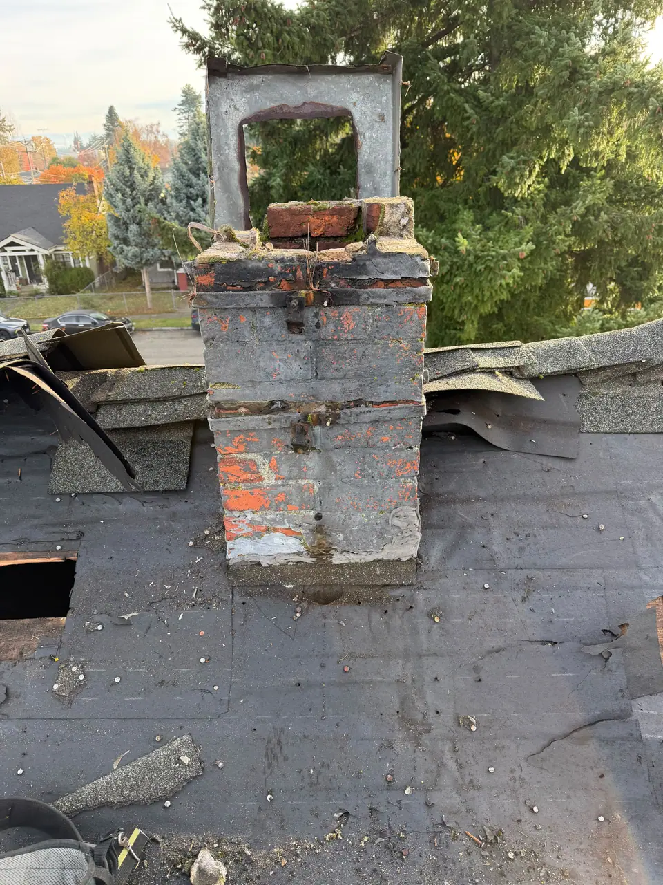 Old chimney before the new flashing