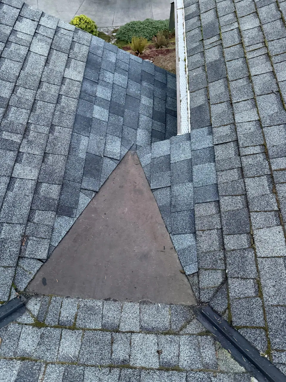 Old patch in a valley before the repair