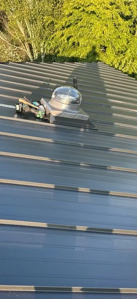 Dome skylight in the metal roof