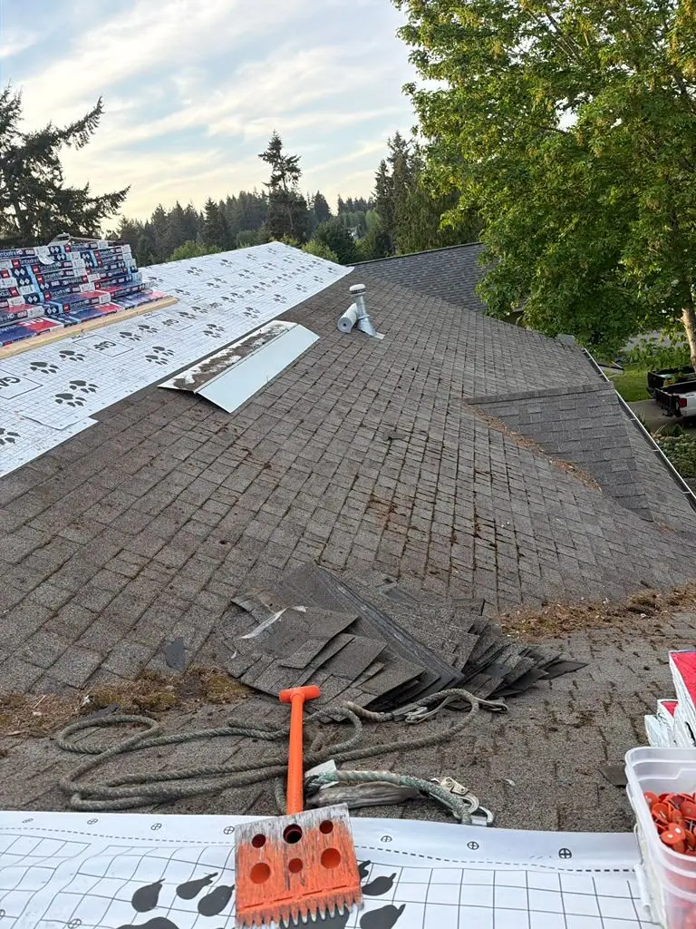 Shingles going on over the underlayment