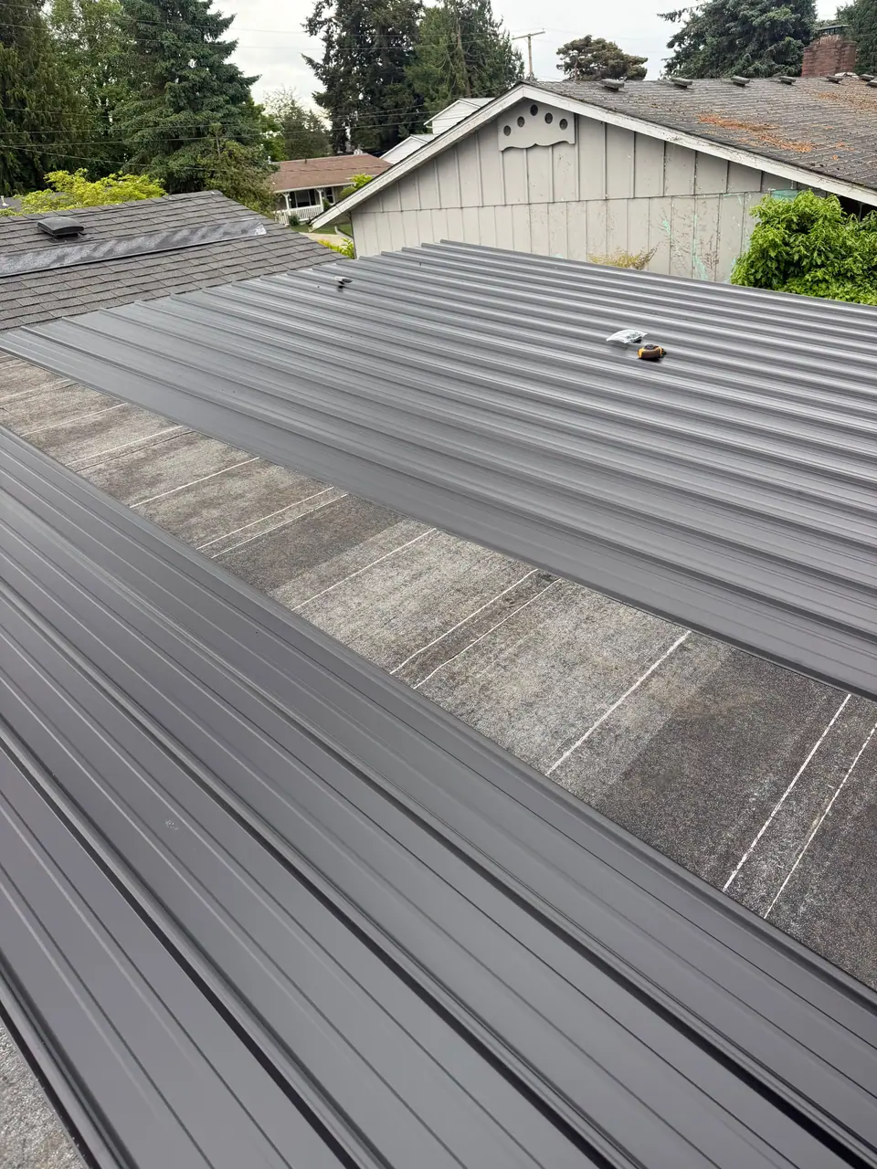 Dark panels going over the roof