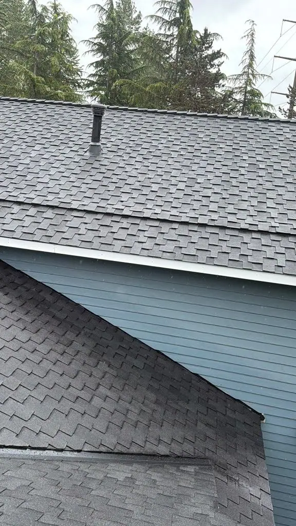 Shingles stepped up along a side wall