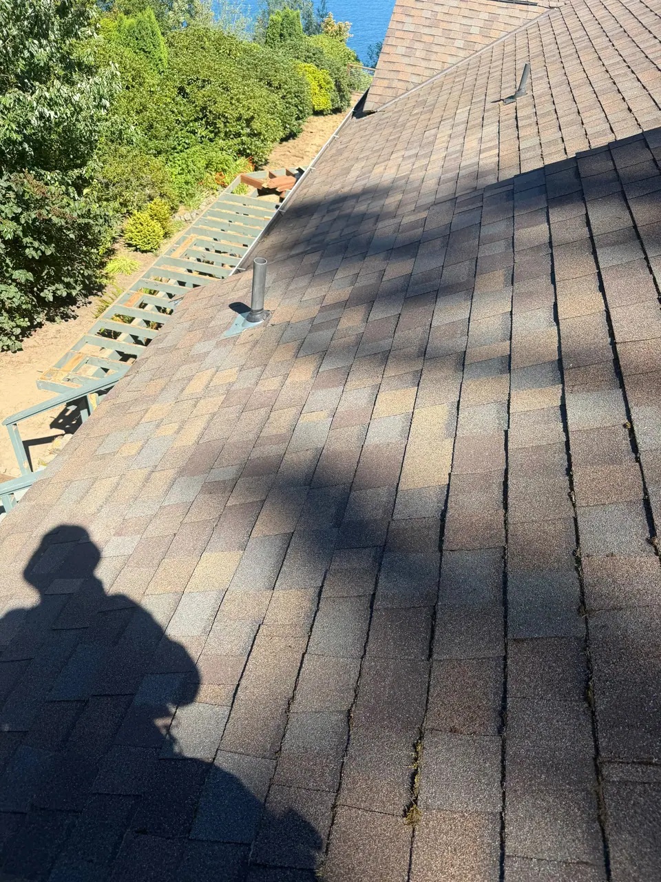 Long brown shingle slope