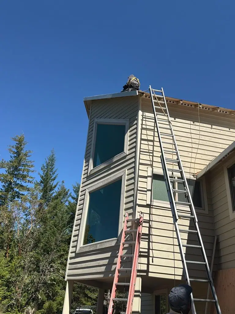 Ladder up a three-story home