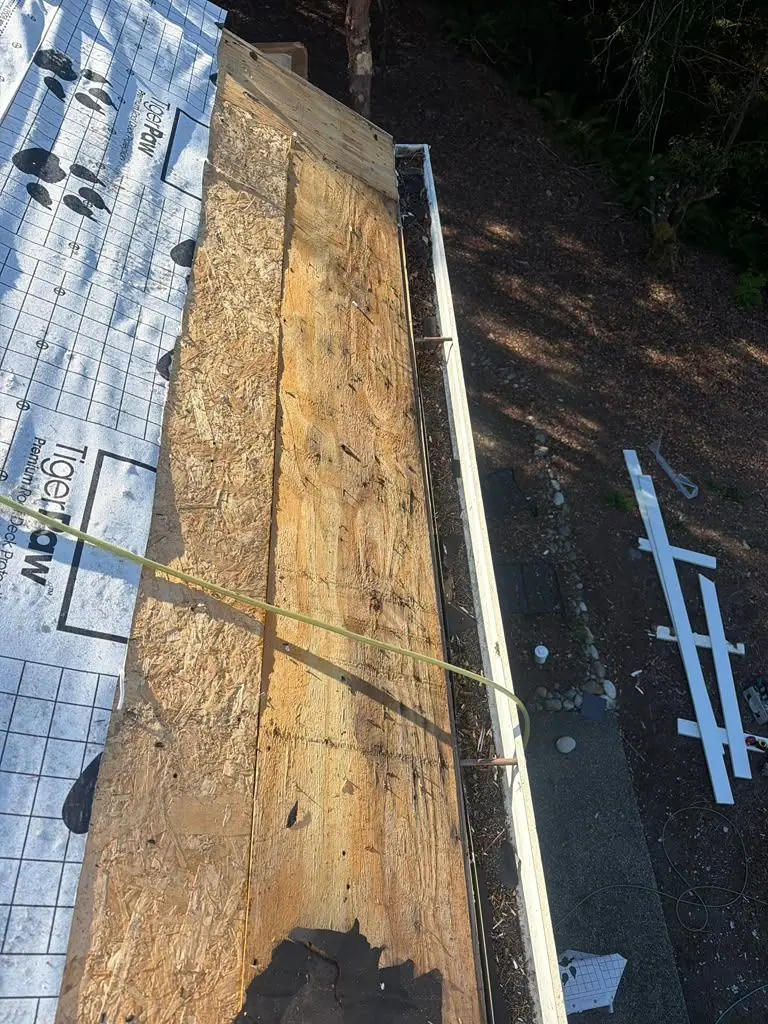 Eave boards opened up for repair