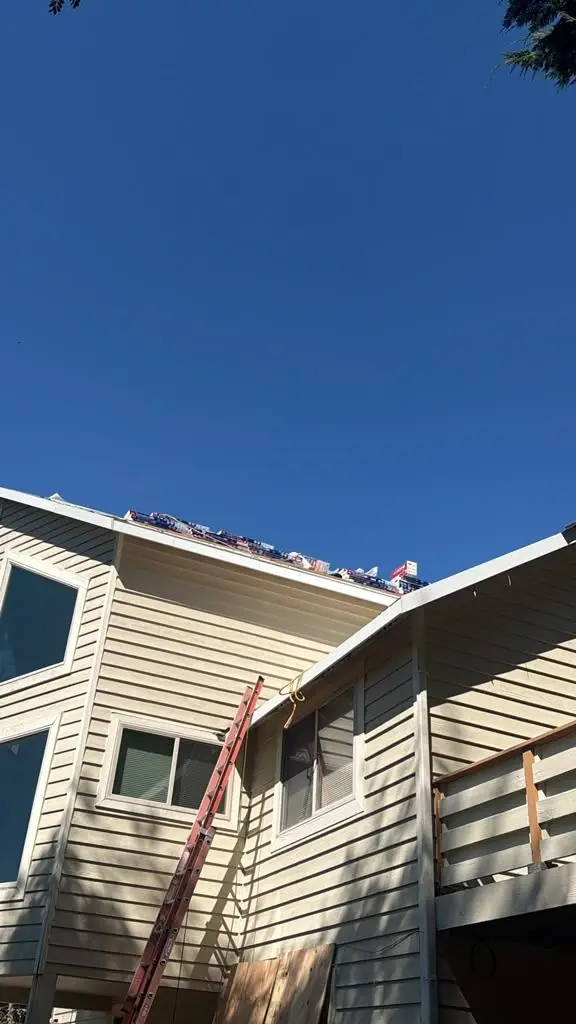 Two-story house, roof in progress