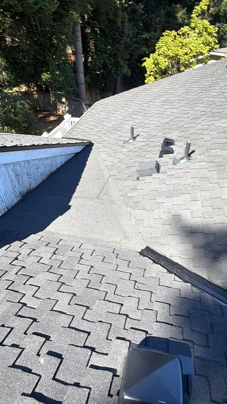 New shingles and valley in progress