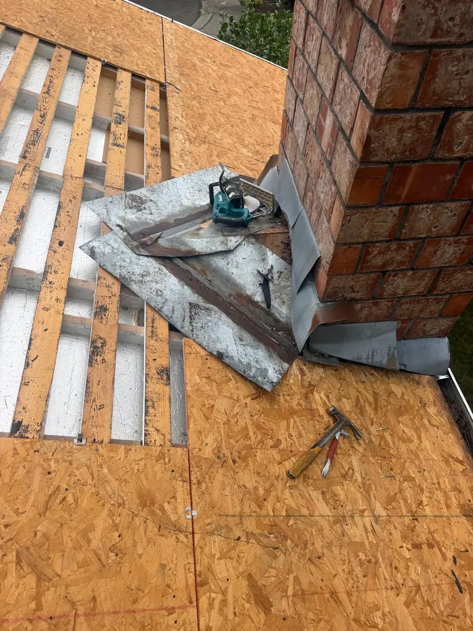Getting the chimney area ready for plywood