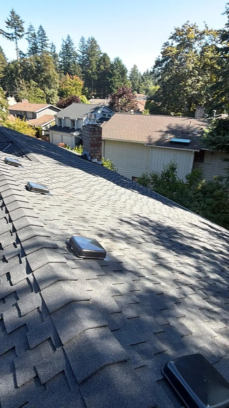Finished roof under a blue sky