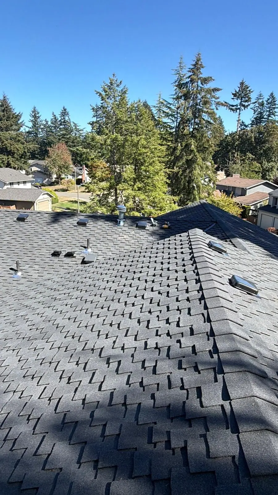 Finished charcoal shingles in the sun