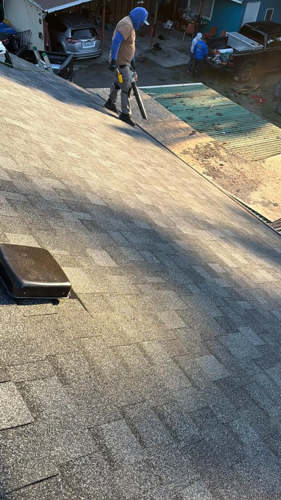 Sweeping the roof clean