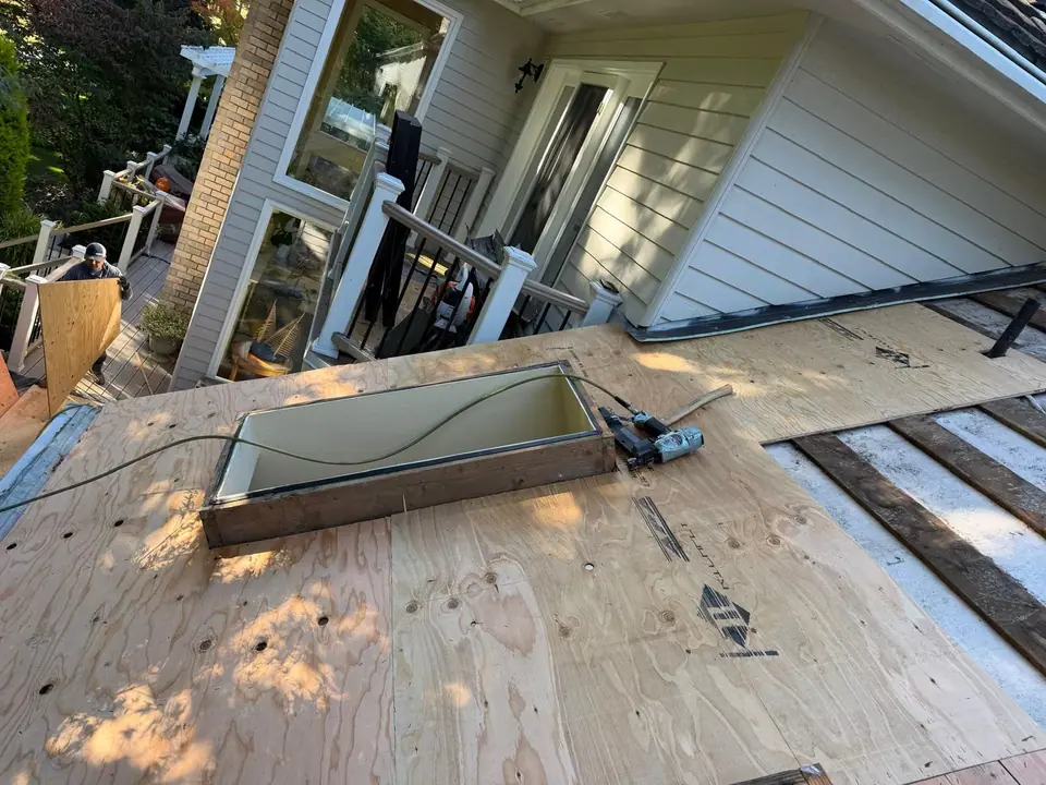 New plywood with skylight curbs