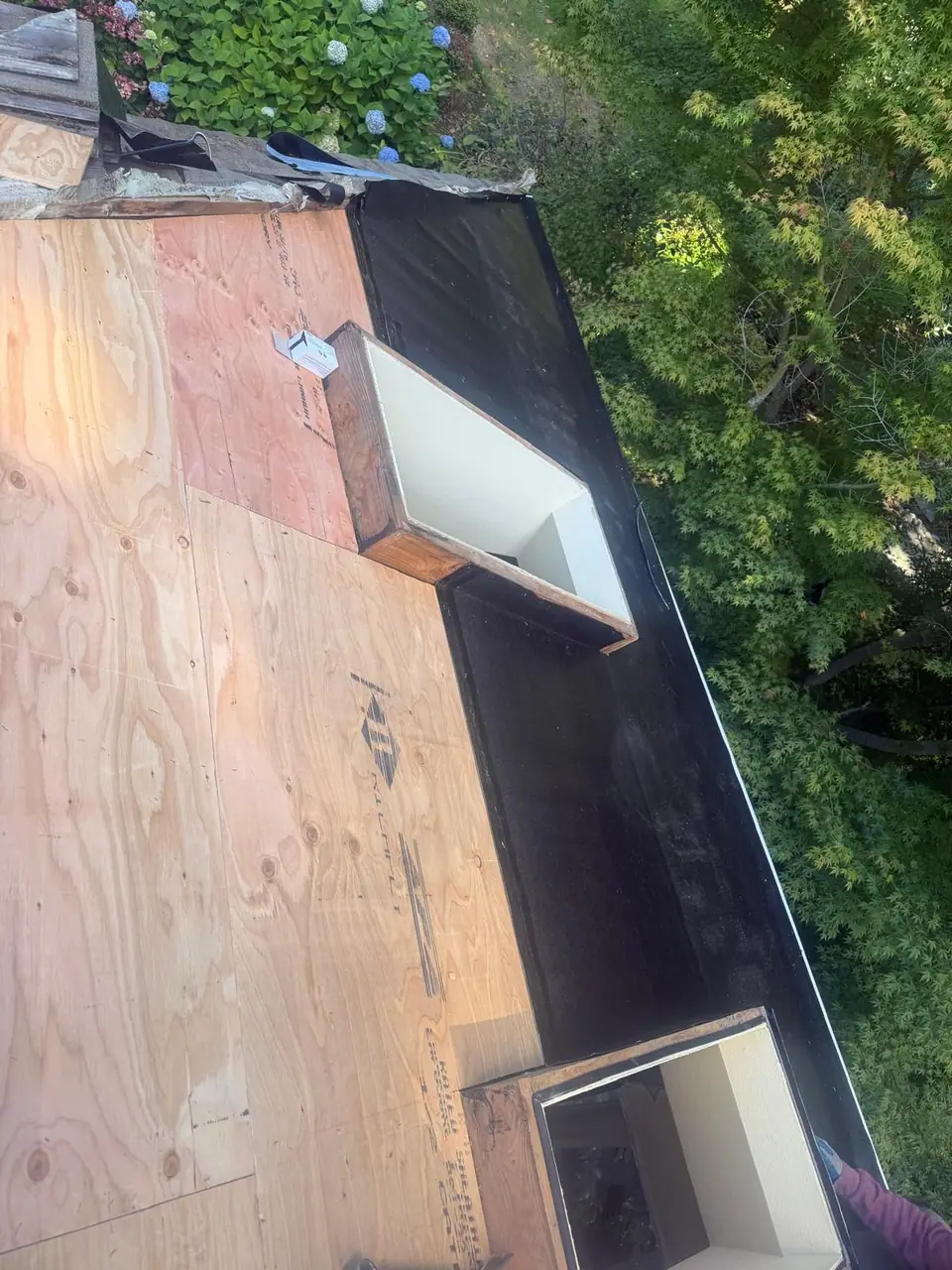 Skylights set on the new deck